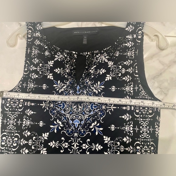 White House Black Market Black and Blue Patterned Dress - Picture 4 of 12